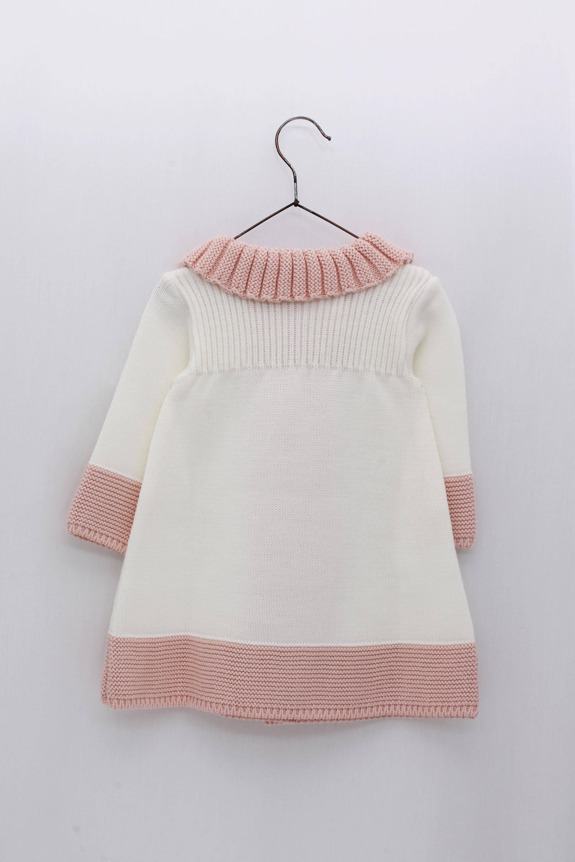 FOQUE Baby Girls Pink & Cream Knitted Coat - 1106