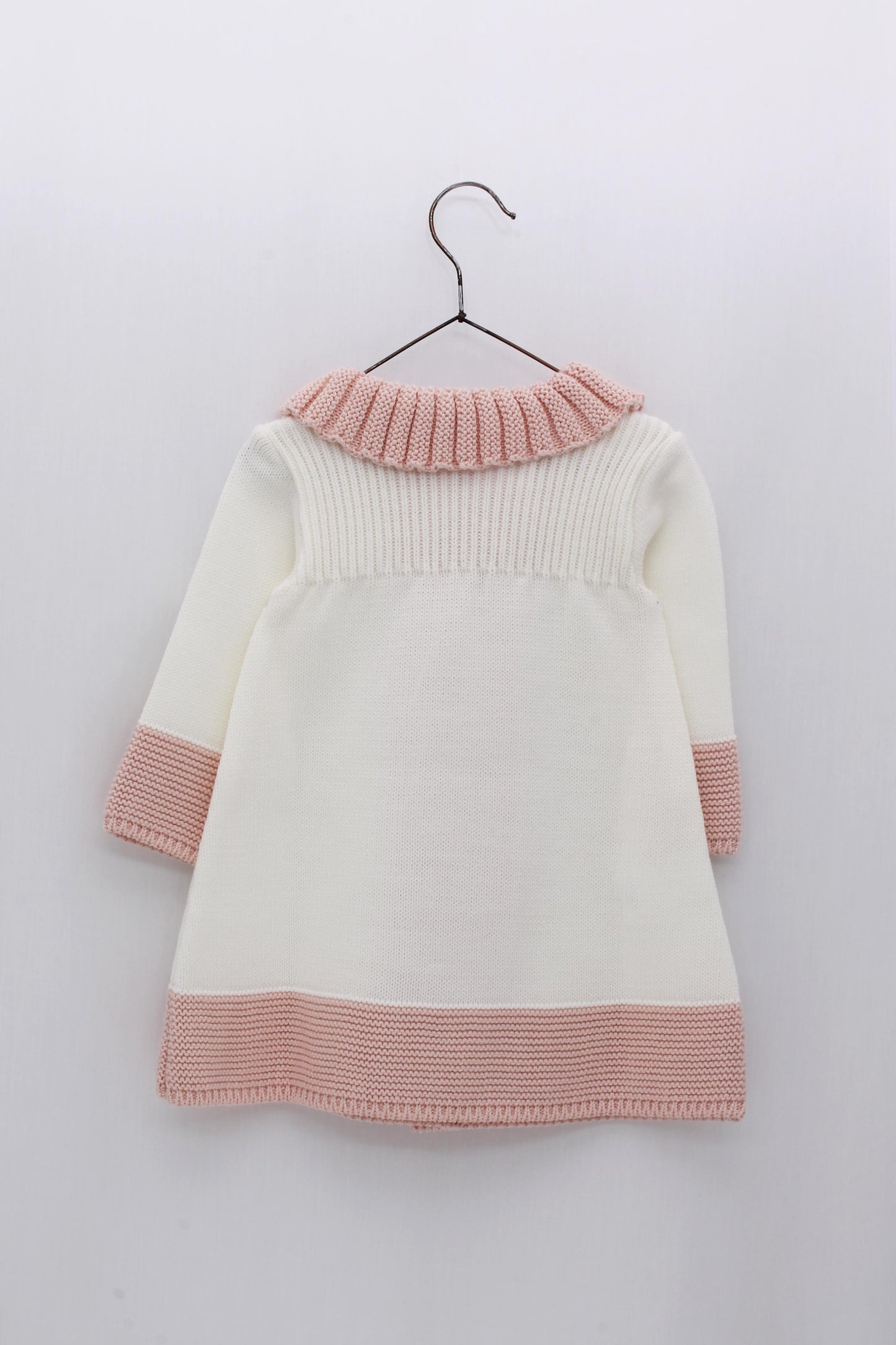 FOQUE Baby Girls Cream & Pink Knitted Dress -1151