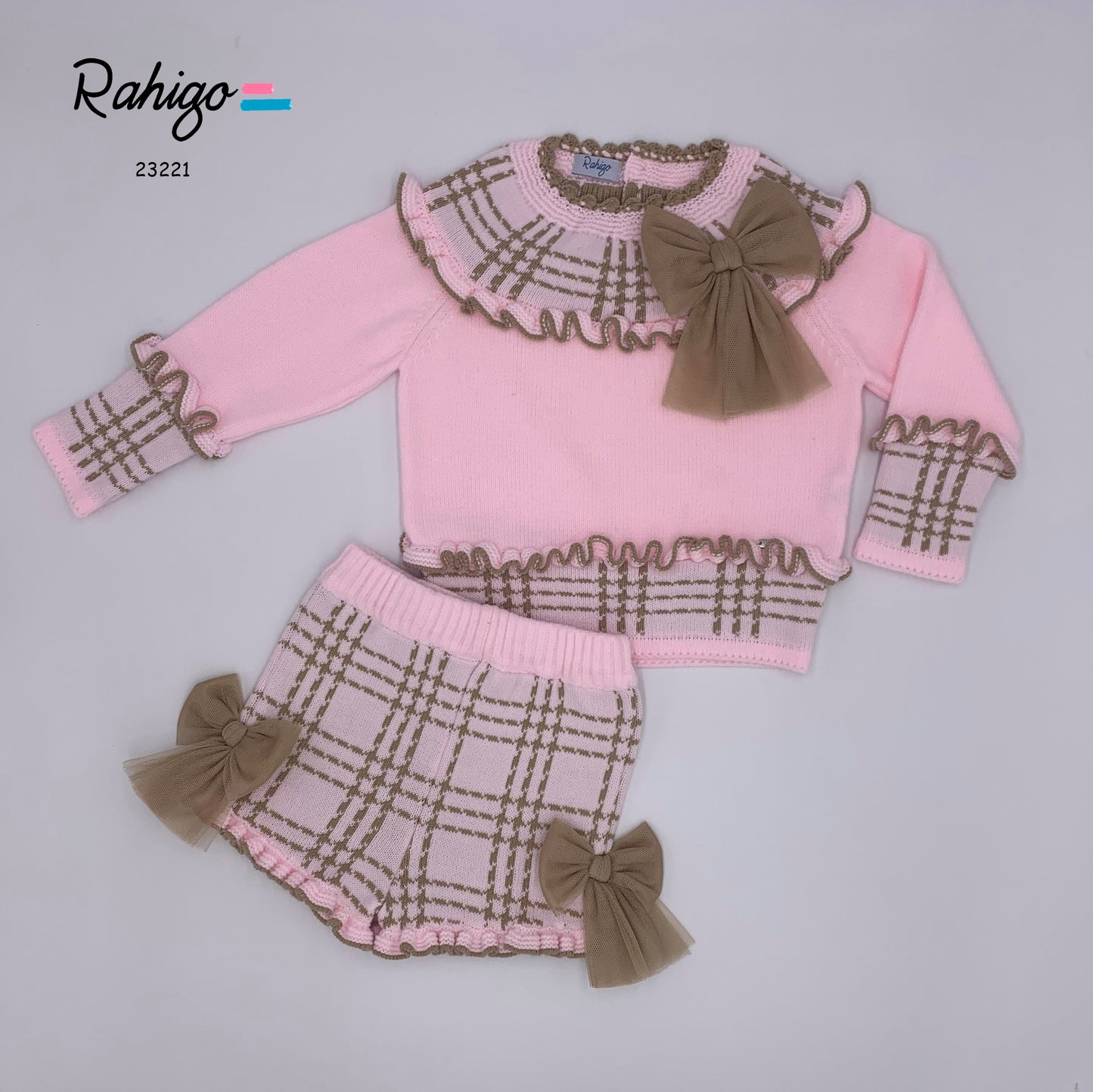 RAHIGO Pink & Camel Girls Short Set - 23221