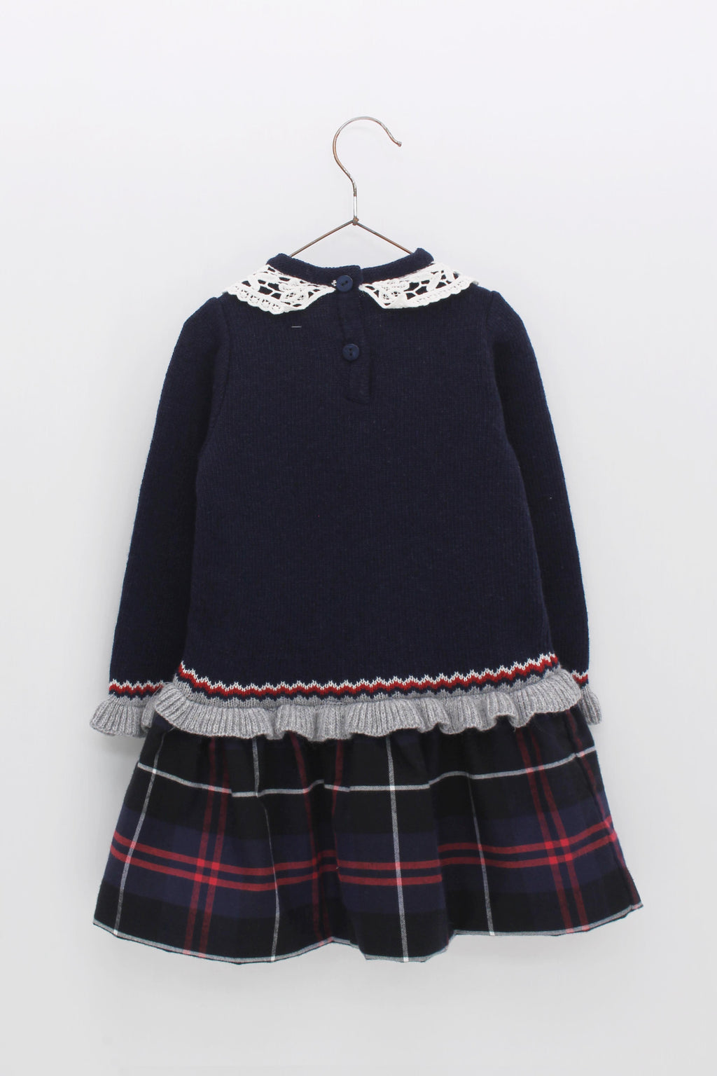 FOQUE AW23 Royal Girls Navy Tartan Dress - CLEARANCE SALE