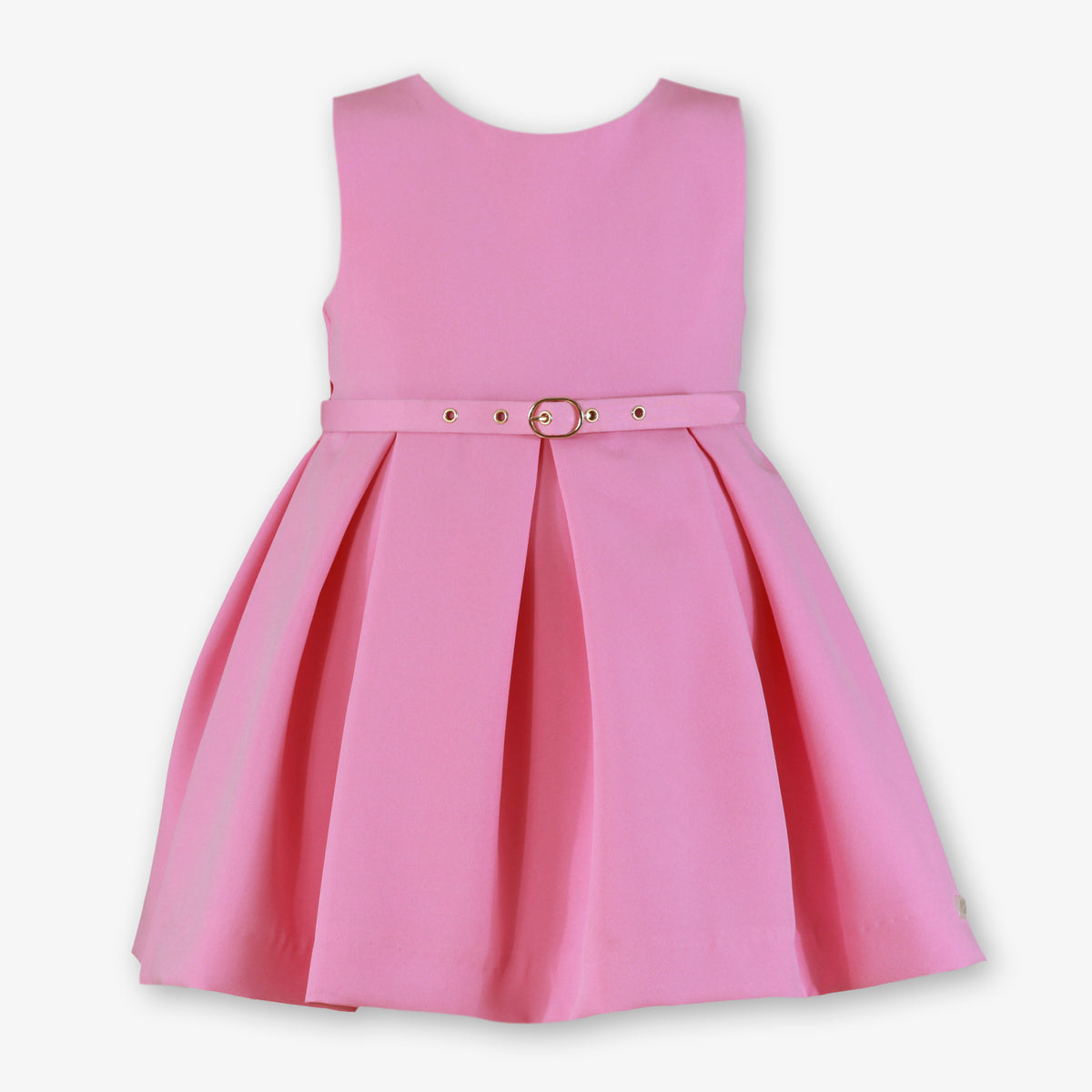 Miranda pink girls dress with belt - front view - 232V