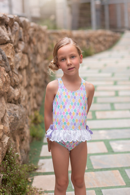 ROCHY Diamonds Girls Lilac Pastel Swimsuit - 24655