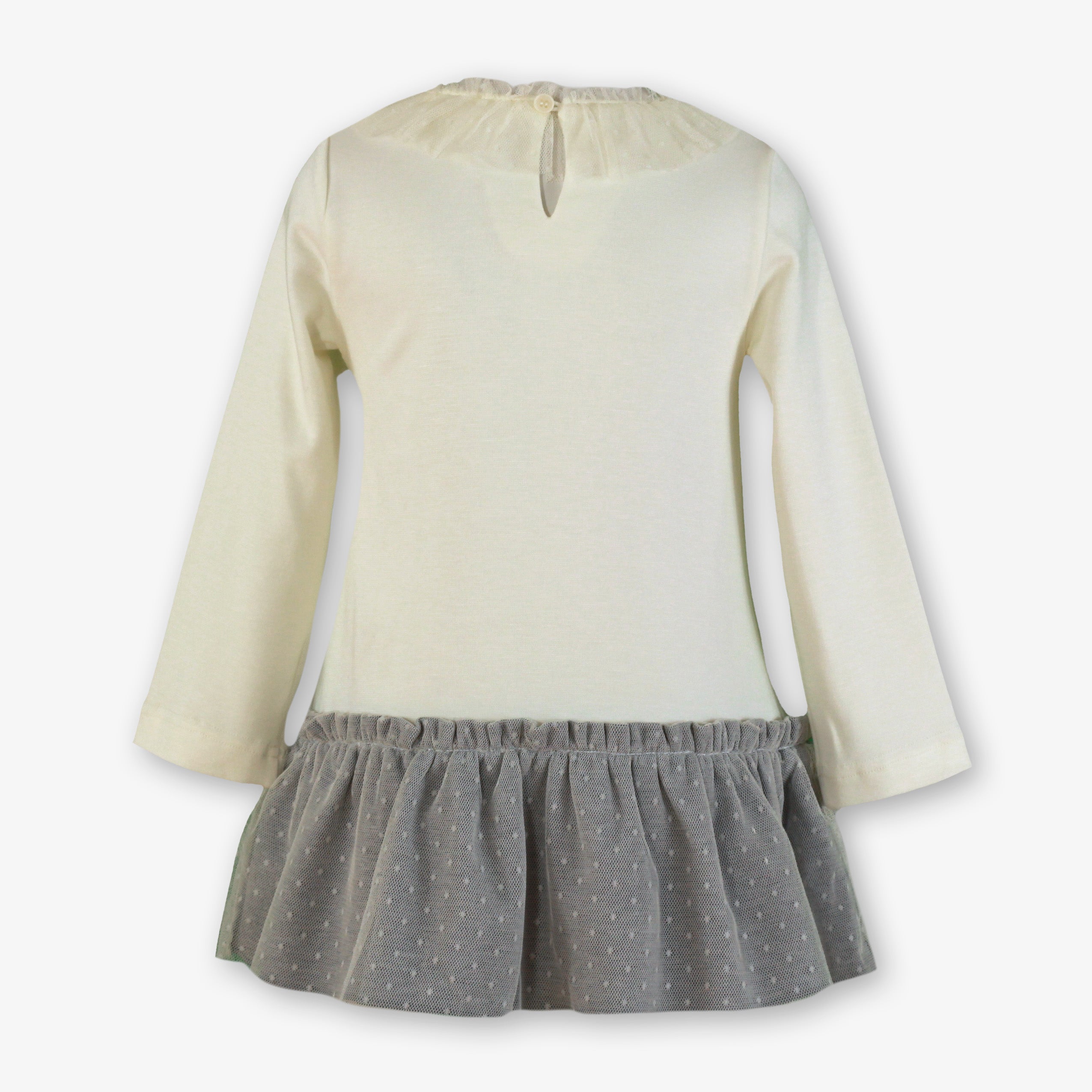 AW25 MIRANDA Cream & Grey Girls Jersey Dress - 237V