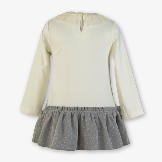 AW25 MIRANDA Cream & Grey Girls Jersey Dress - 237V