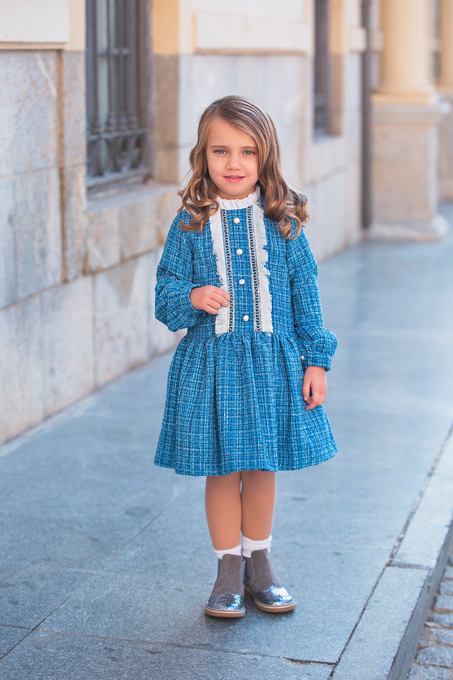 ROCHY Chanel Blue Tweed Girls Dress - 23817
