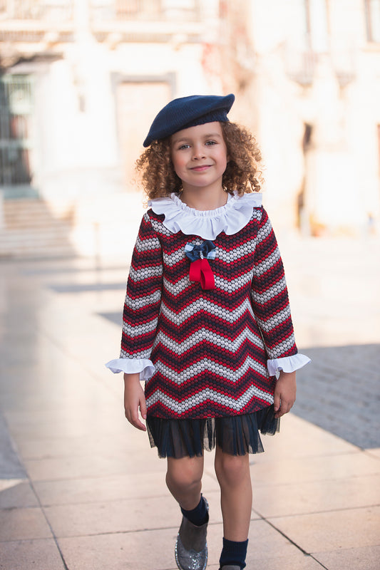 ROCHY Bolas Red & Navy Tulle Girls Dress - 23841