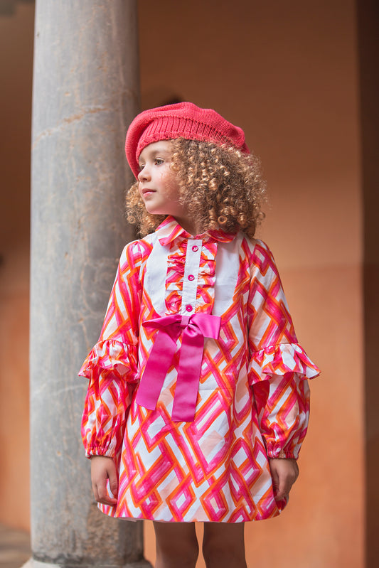 AW23 ROCHY Rombos Orange & Pink Girls Dress.