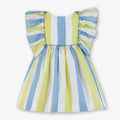 MIRANDA Blue & Yellow Stripe Girls Dress - 238V