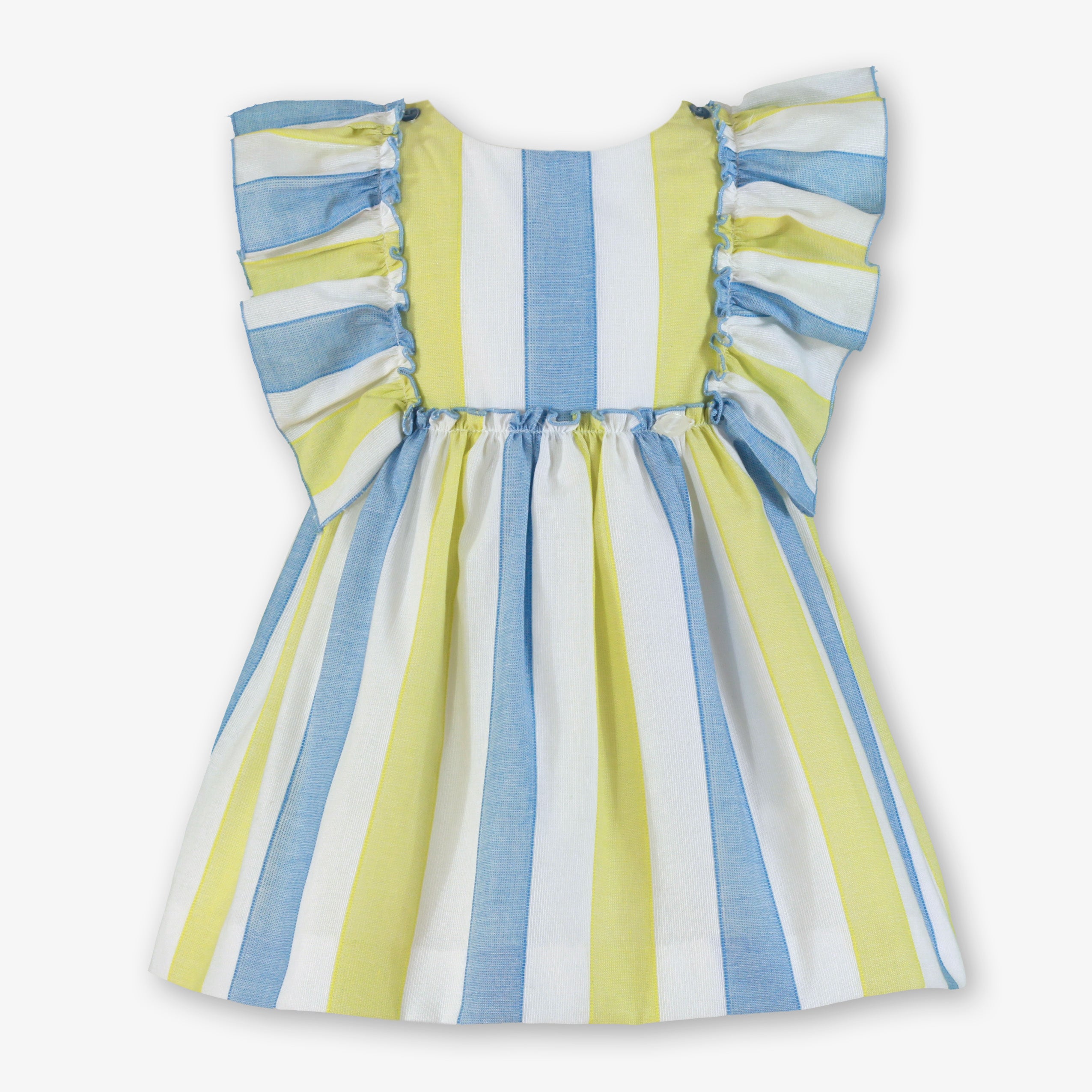 MIRANDA Blue & Yellow Stripe Girls Dress - 238V