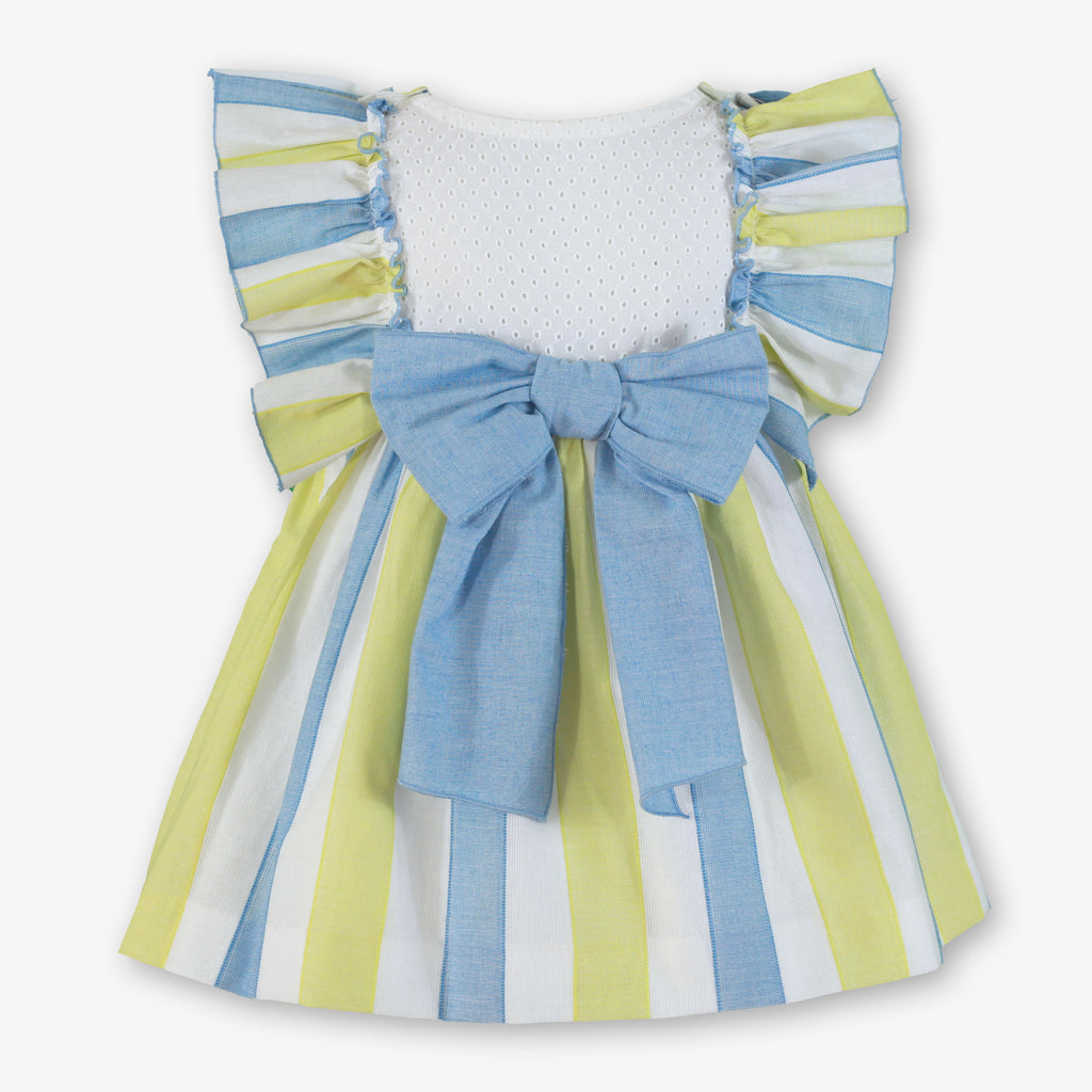 MIRANDA Blue & Yellow Stripe Girls Dress - 238V