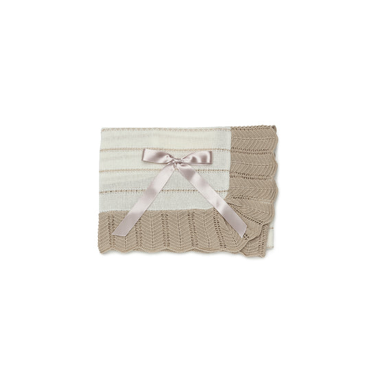 JULIANA Alcossebre Cream & Beige Knitted Shawl Blanket - 24005