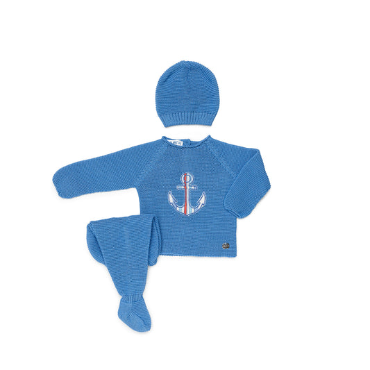 JULIANA Daimus Boys Blue Three Piece Knitted Set - 24030