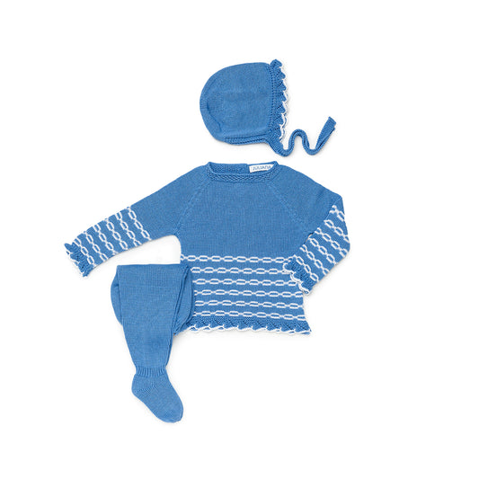 JULIANA Ambolo Boys Blue Three Piece Knitted Set - 24036