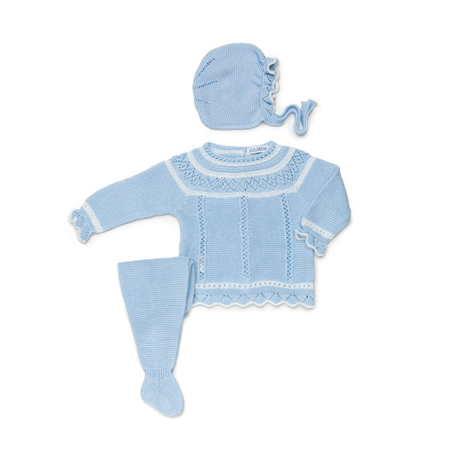 JULIANA Testos Blue & White Three Piece Knitted Set - 24054