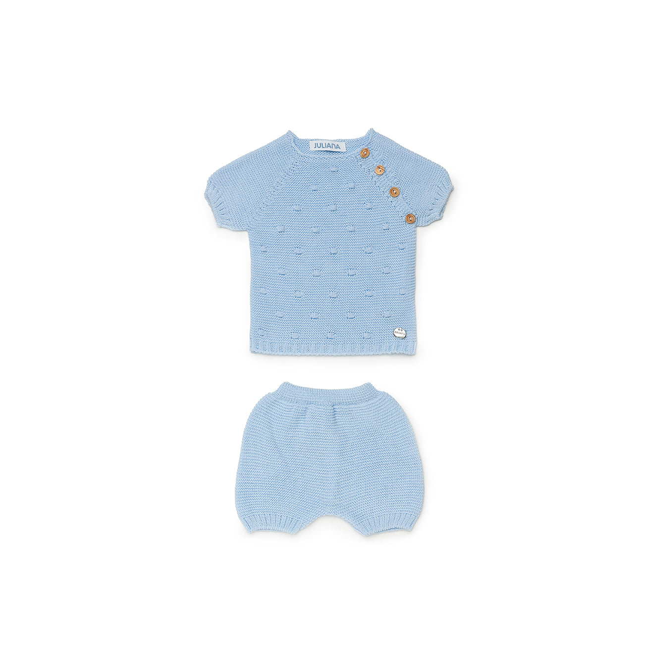 JULIANA Testos Boys Blue Knitted Short Set - 24061