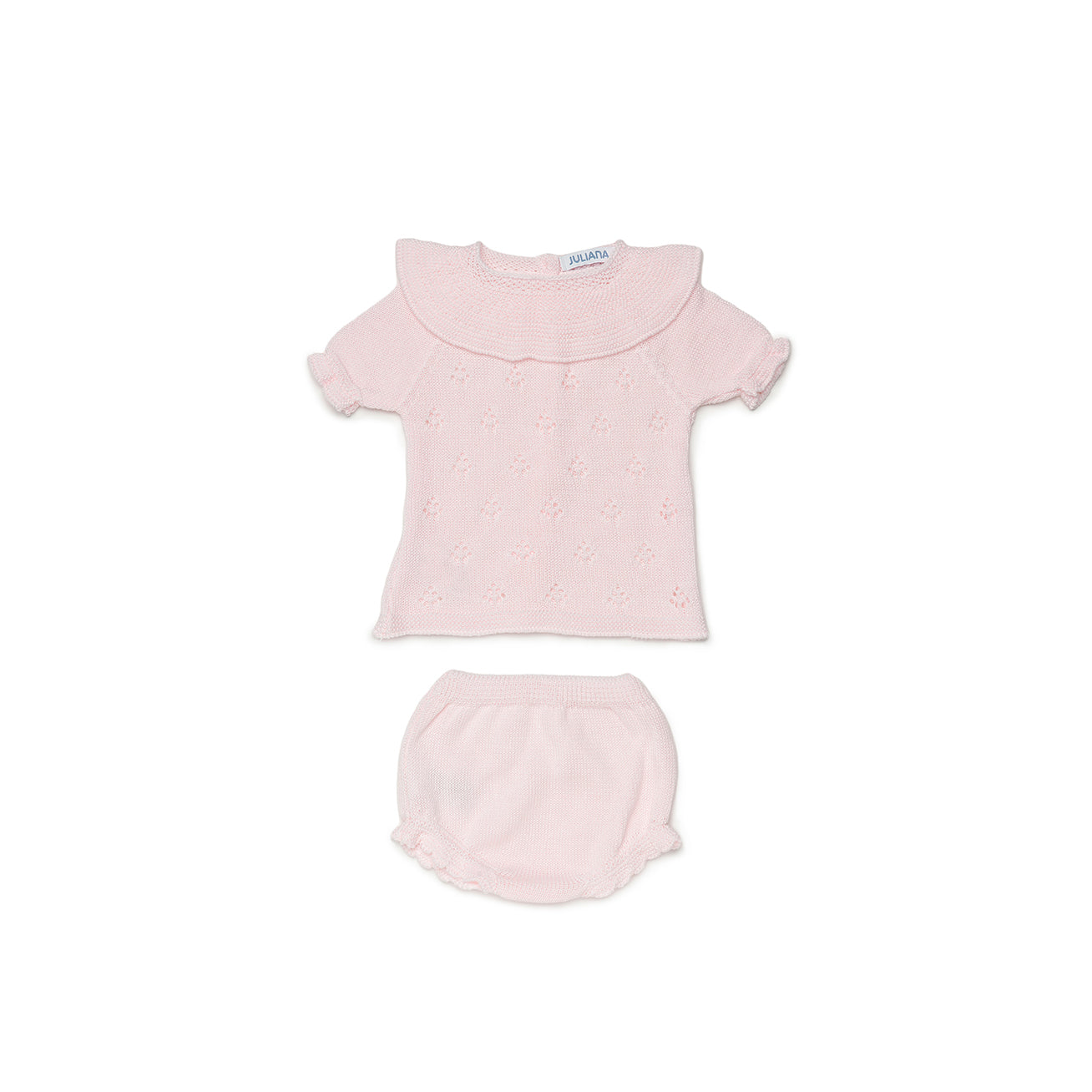 JULIANA Moraig Girls Pink Knitted Jam Pant Set - 24065