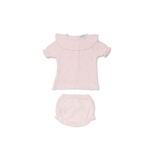 JULIANA Moraig Girls Pink Knitted Jam Pant Set - 24065