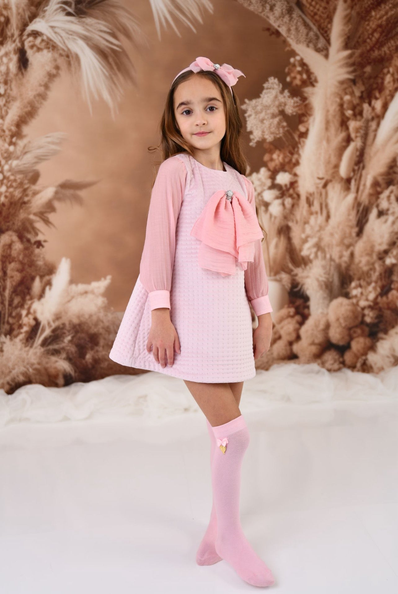 ROCHY Rosse Girls Pink Velvet A-Line Dress - 24105