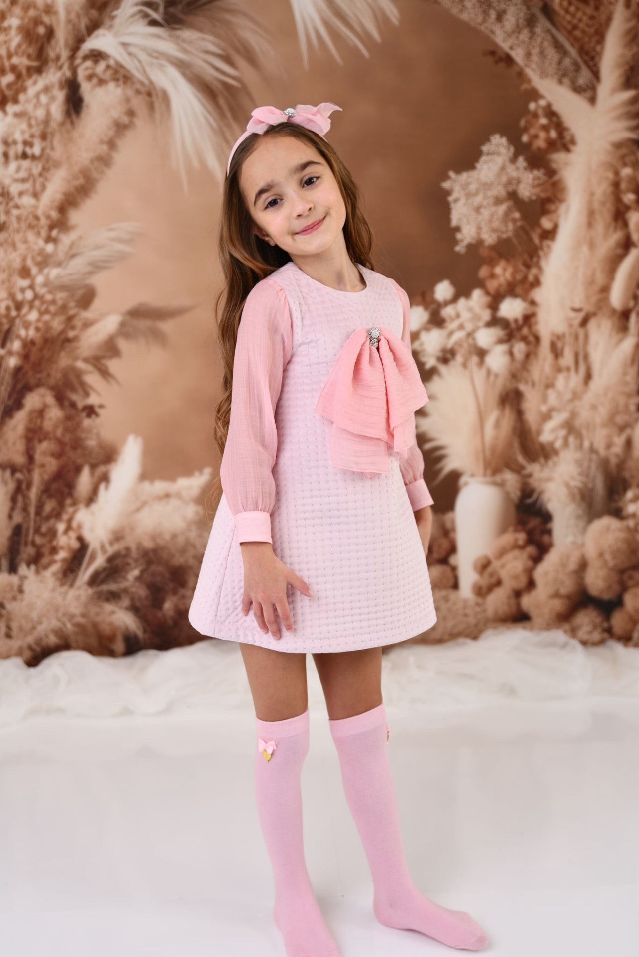 ROCHY Rosse Girls Pink Velvet A-Line Dress - 24105