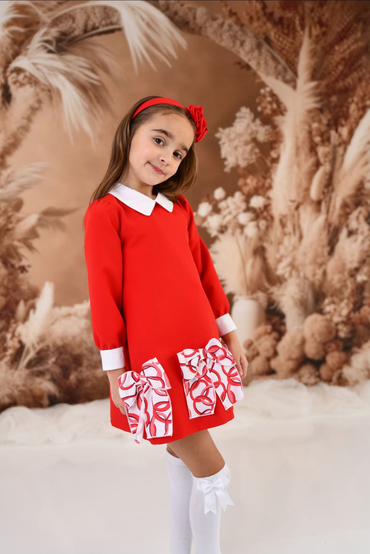 ROCHY Anillas Girls Red Rings Bow Dress - 24133