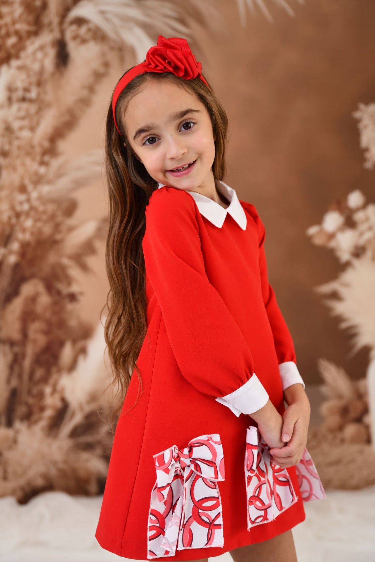 ROCHY Anillas Girls Red Rings Bow Dress - 24133