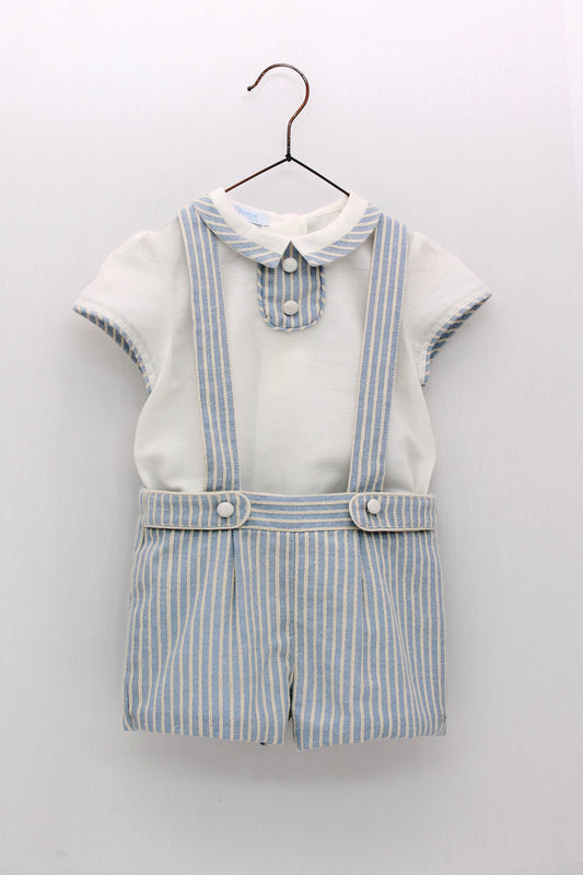 FOQUE CEREMONIA Blue Stripe Baby Boys Shorts Set - 4907
