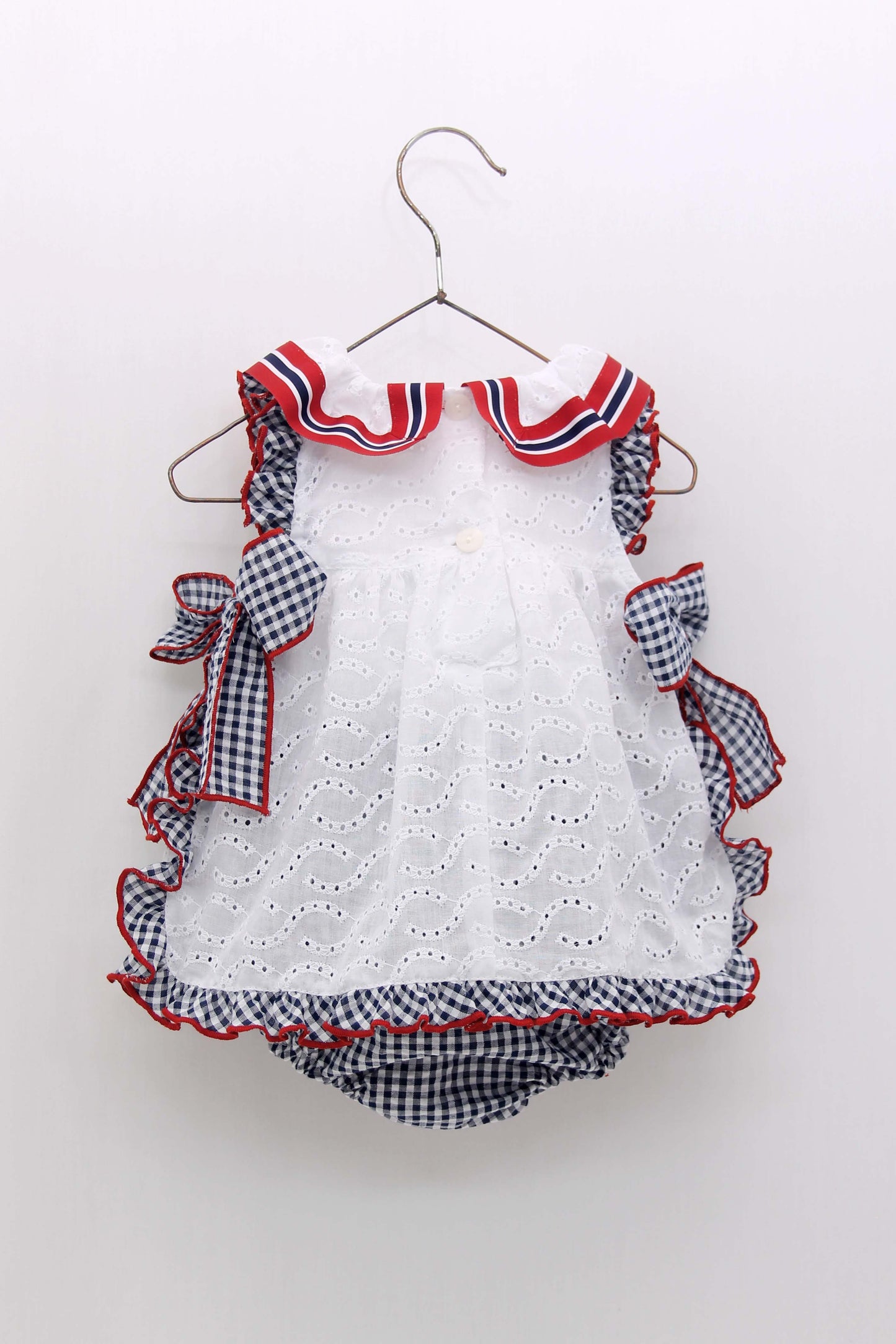 FOQUE Nico Navy & White Baby Girls Dress & Knickers - 5965