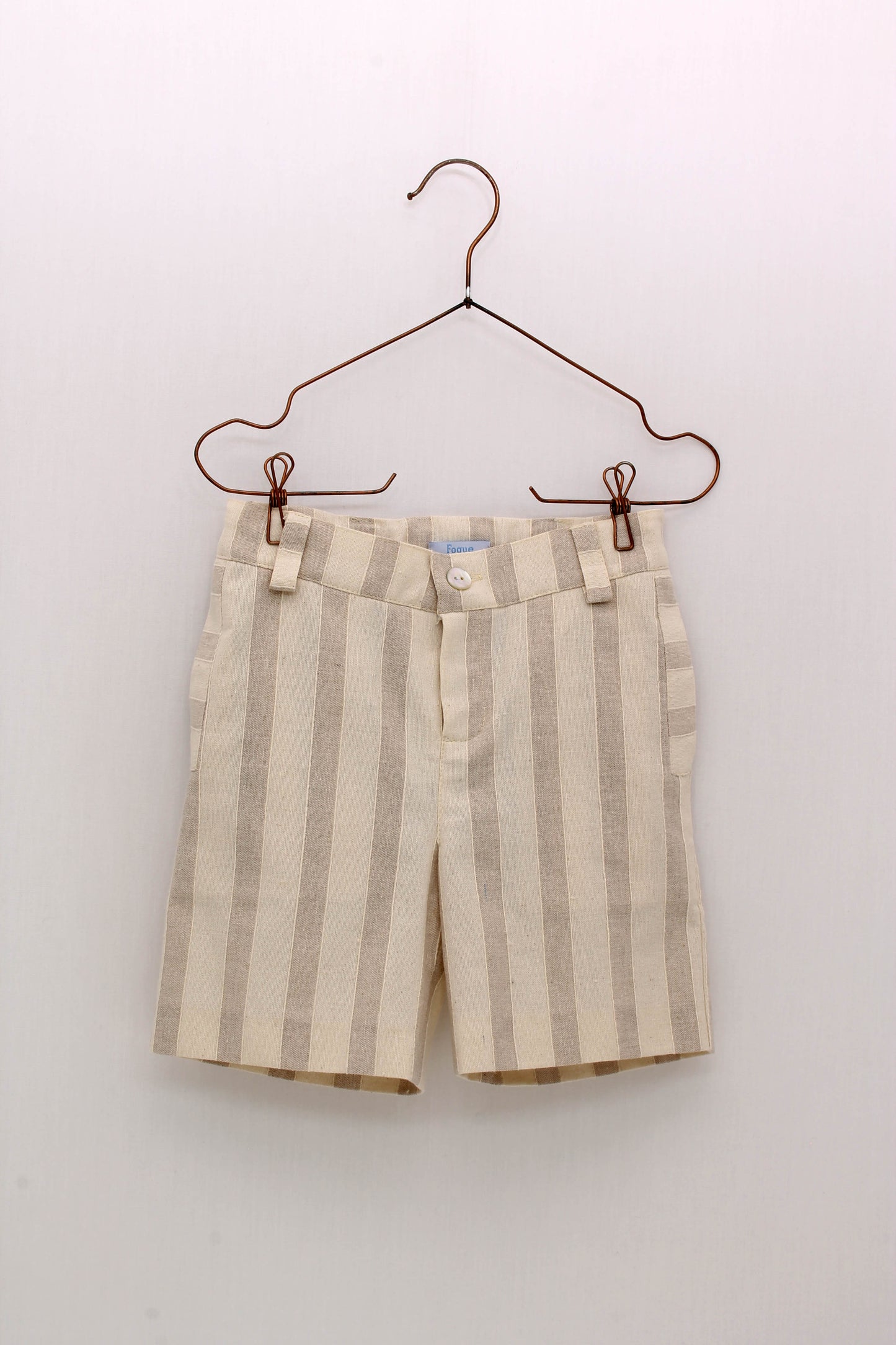 FOQUE CEREMONIA Beige Stripe Boys Shorts Set - 6943