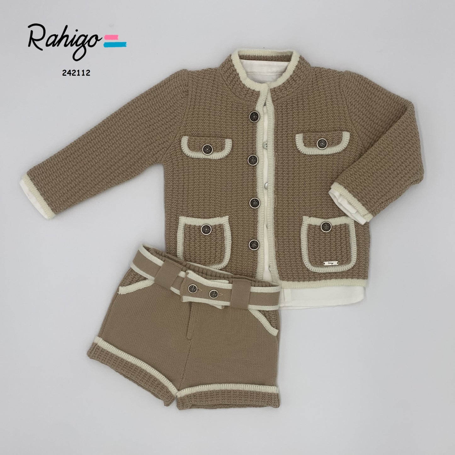 RAHIGO Camel & Cream Boys Three Piece Short Set - 242112