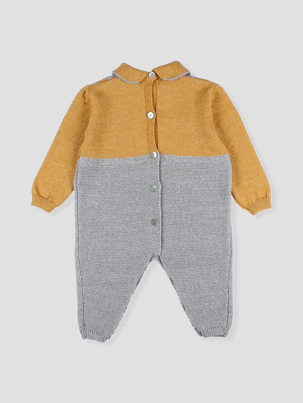 AW24 FOQUE Mustard & Grey Boys Knitted Romper - 1214