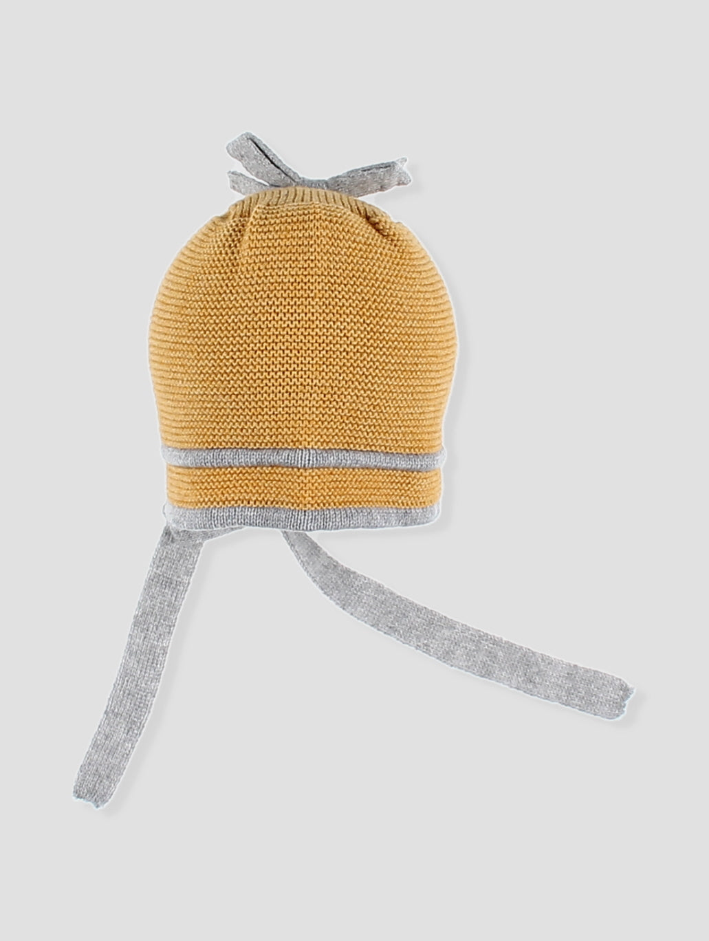 AW24 FOQUE Mustard & Grey Girls Knitted Dress & Bonnet - 5212