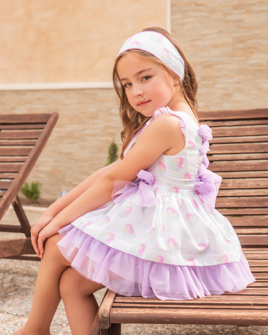 BABINE Candyfloss Girls Lilac Puffball Dress - 2422844