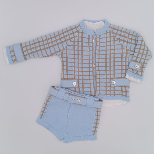 RAHIGO Blue & Camel Boys Three Piece Short Set - 24229