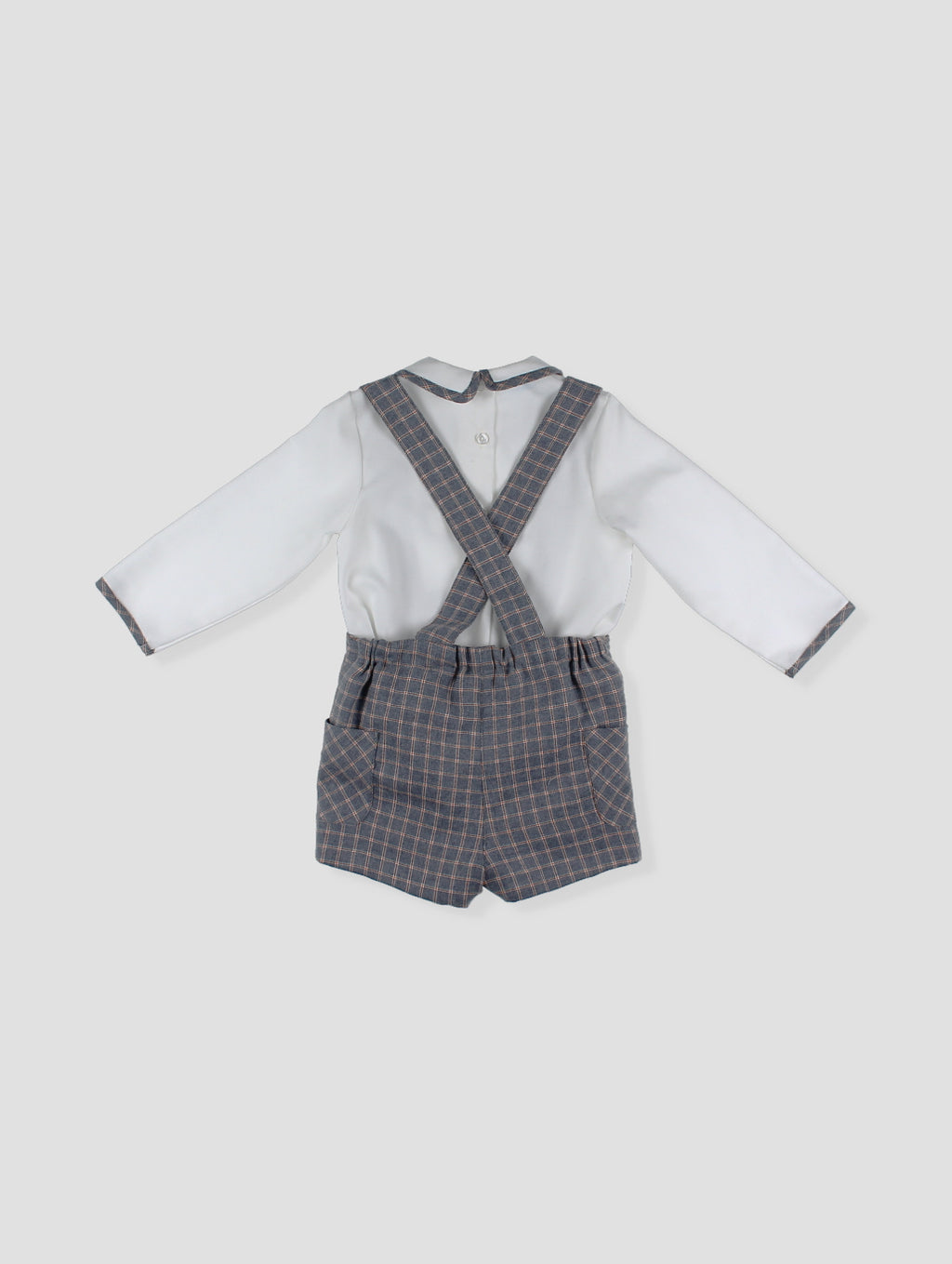 AW24 FOQUE Arcilla Grey Check Boys Short Set with Cardigan - CLEARANCE SALE