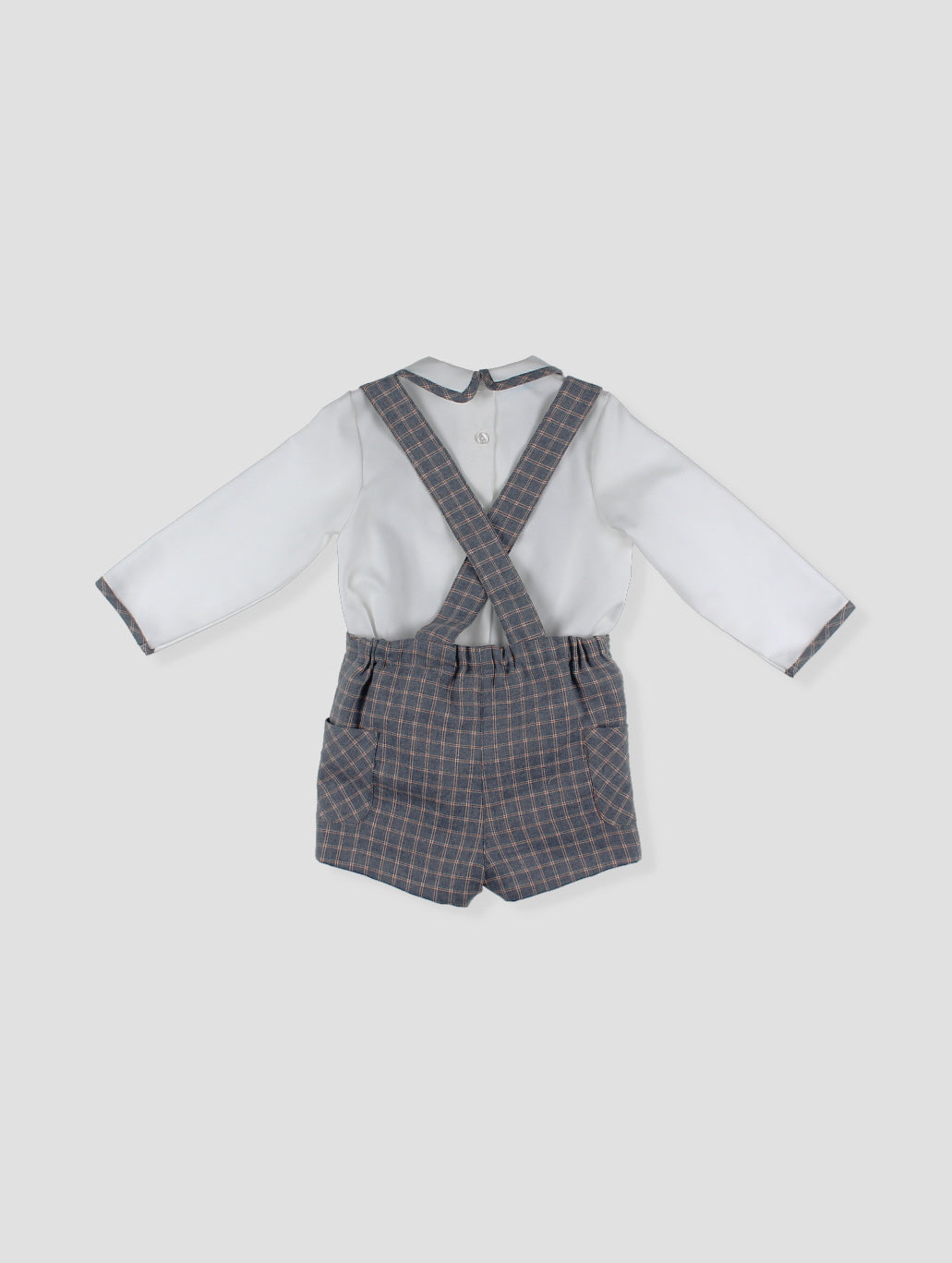 FOQUE Arcilla Grey Check Boys Short Set with Cardigan - 4212