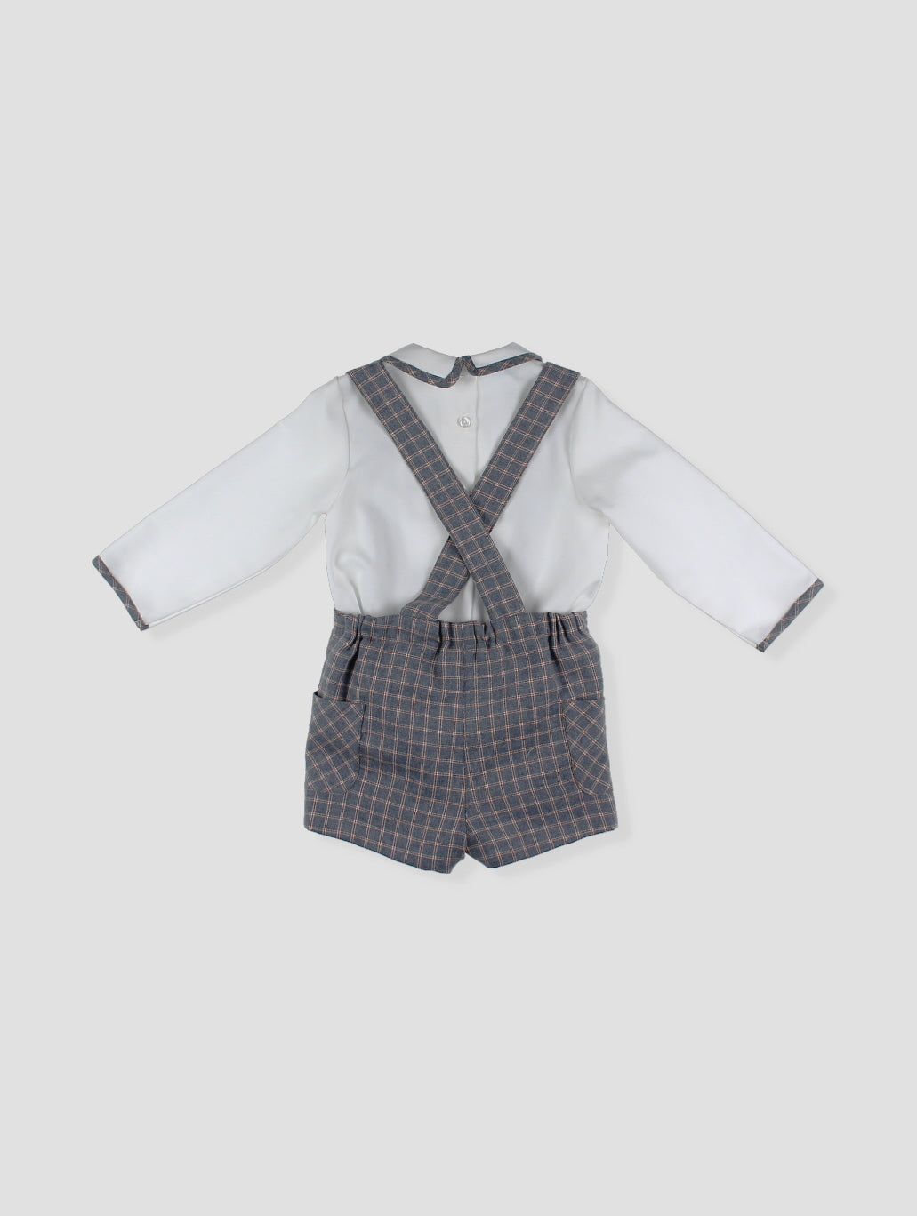 AW24 FOQUE Arcilla Grey Check Boys Short Set with Cardigan - CLEARANCE SALE