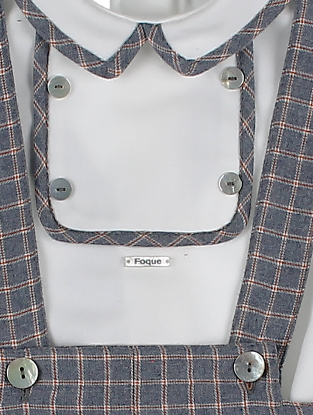 AW24 FOQUE Arcilla Grey Check Boys Short Set with Cardigan - CLEARANCE SALE