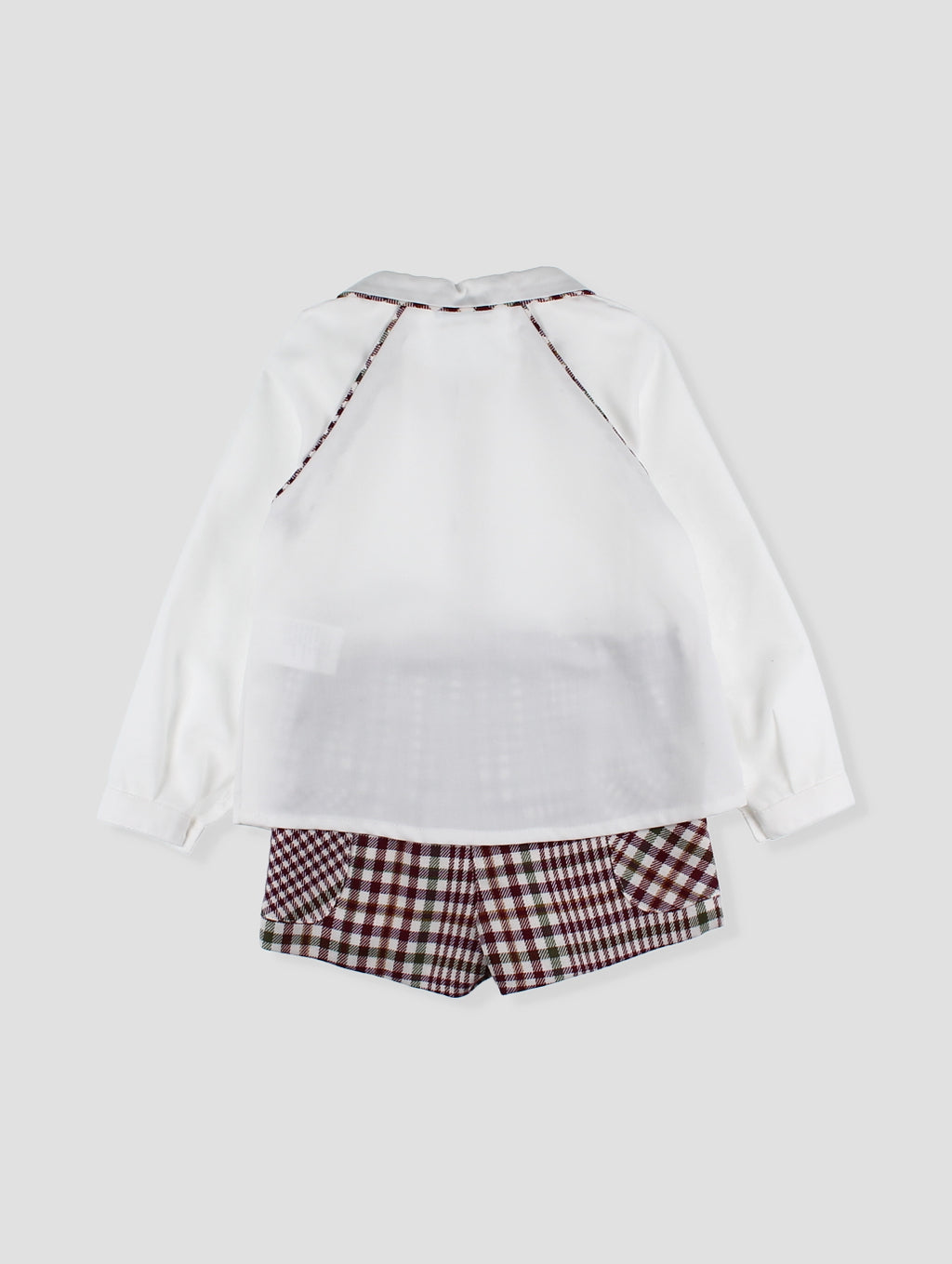 AW24 FOQUE Burgundy Check Boys Short Set - CLEARANCE SALE
