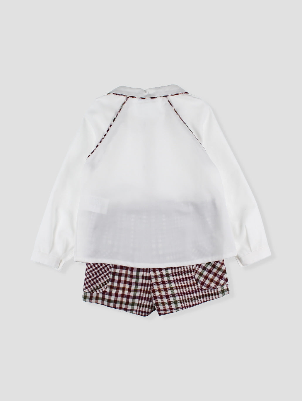 AW24 FOQUE Burgundy Check Boys Short Set - CLEARANCE SALE