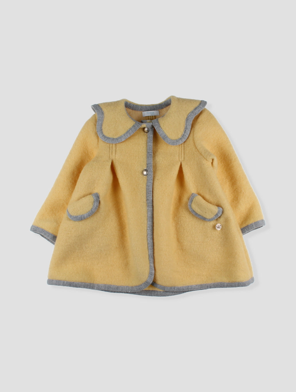 AW24 FOQUE Yellow Girls Wool Coat - CLEARANCE SALE