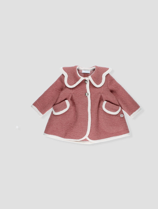 FOQUE Rose Pink Girls Wool Coat - 5215