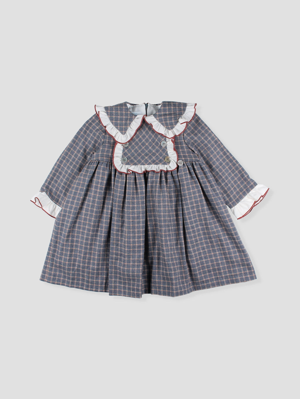 AW24 FOQUE Arcilla Grey Check Girls Dress - 5222