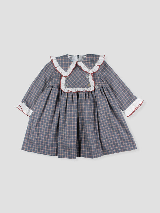 FOQUE Arcilla Grey Check Girls Dress - 5222