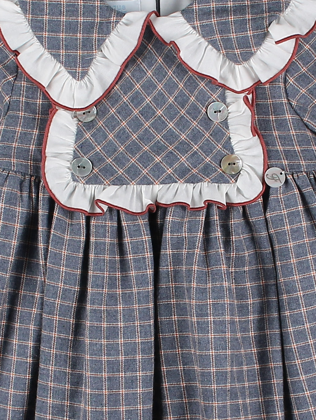 AW24 FOQUE Arcilla Grey Check Girls Dress - 5222
