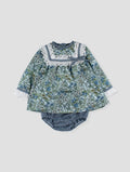 FOQUE Klein Girls Light Blue Floral Dress & Knickers