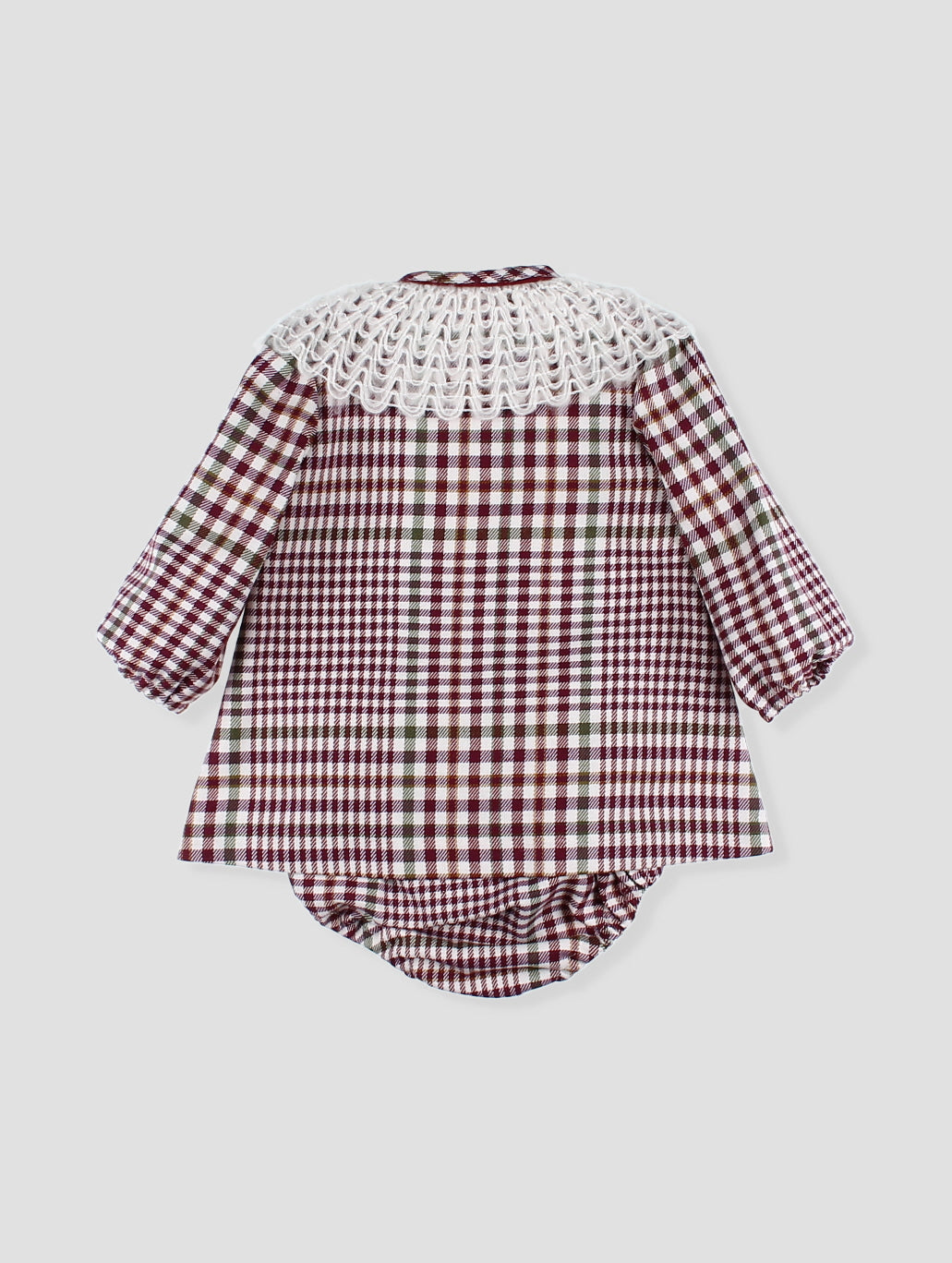 FOQUE Burgundy Check Girls Dress & Knickers - 5272