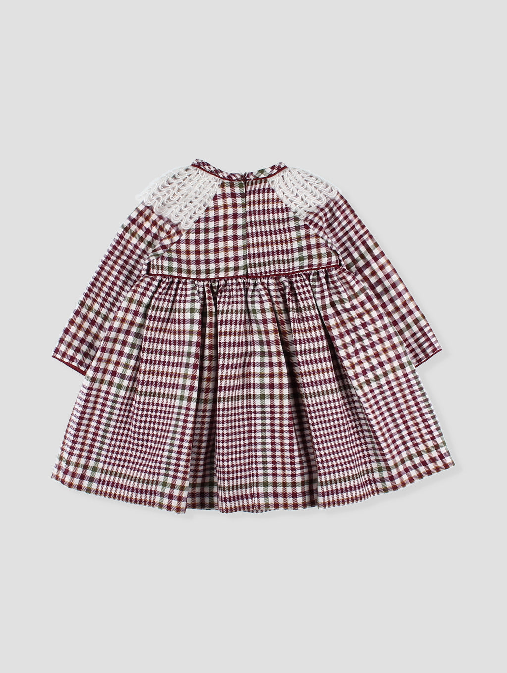 AW24 FOQUE Burgundy Check Girls Dress - CLEARANCE SALE