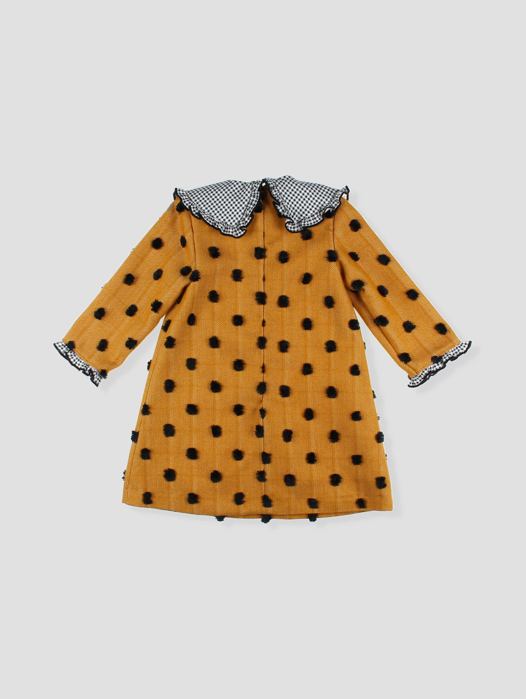 AW24 FOQUE Plumeti Mustard & Black Girls A-Line Dress - CLEARANCE SALE