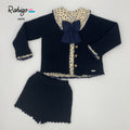 RAHIGO Navy Floral Girls Three Piece Short Set with Cardigan 