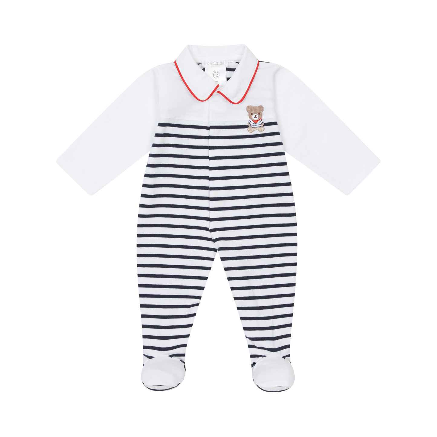 DEOLINDA SS25 Marine Navy & White Boys Babygrow - 25124